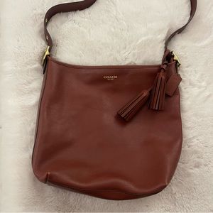 Coach Legacy Camel Brown Leather Cross Body Hobo Bucket Bag